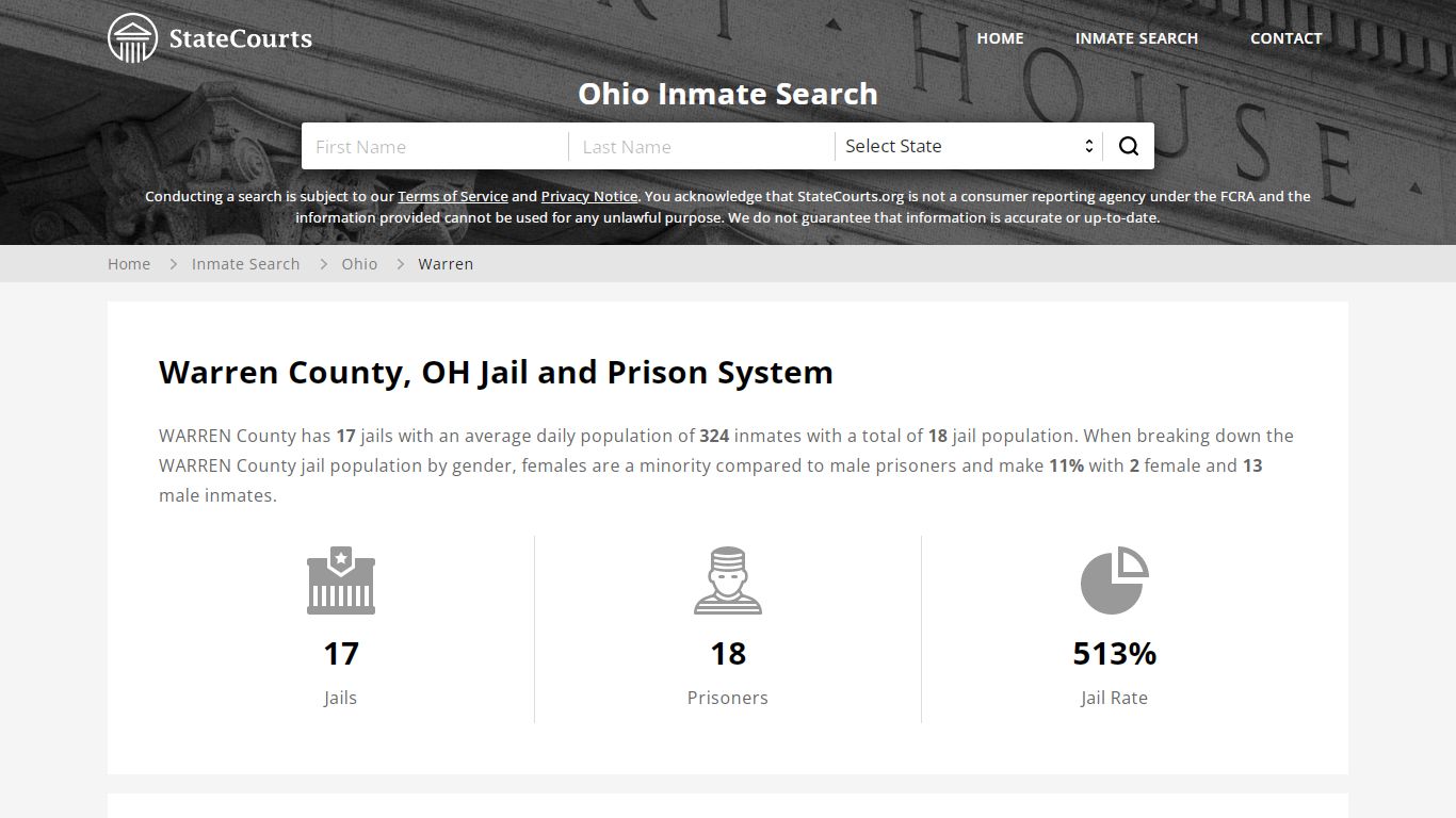 Warren County, OH Inmate Search - StateCourts