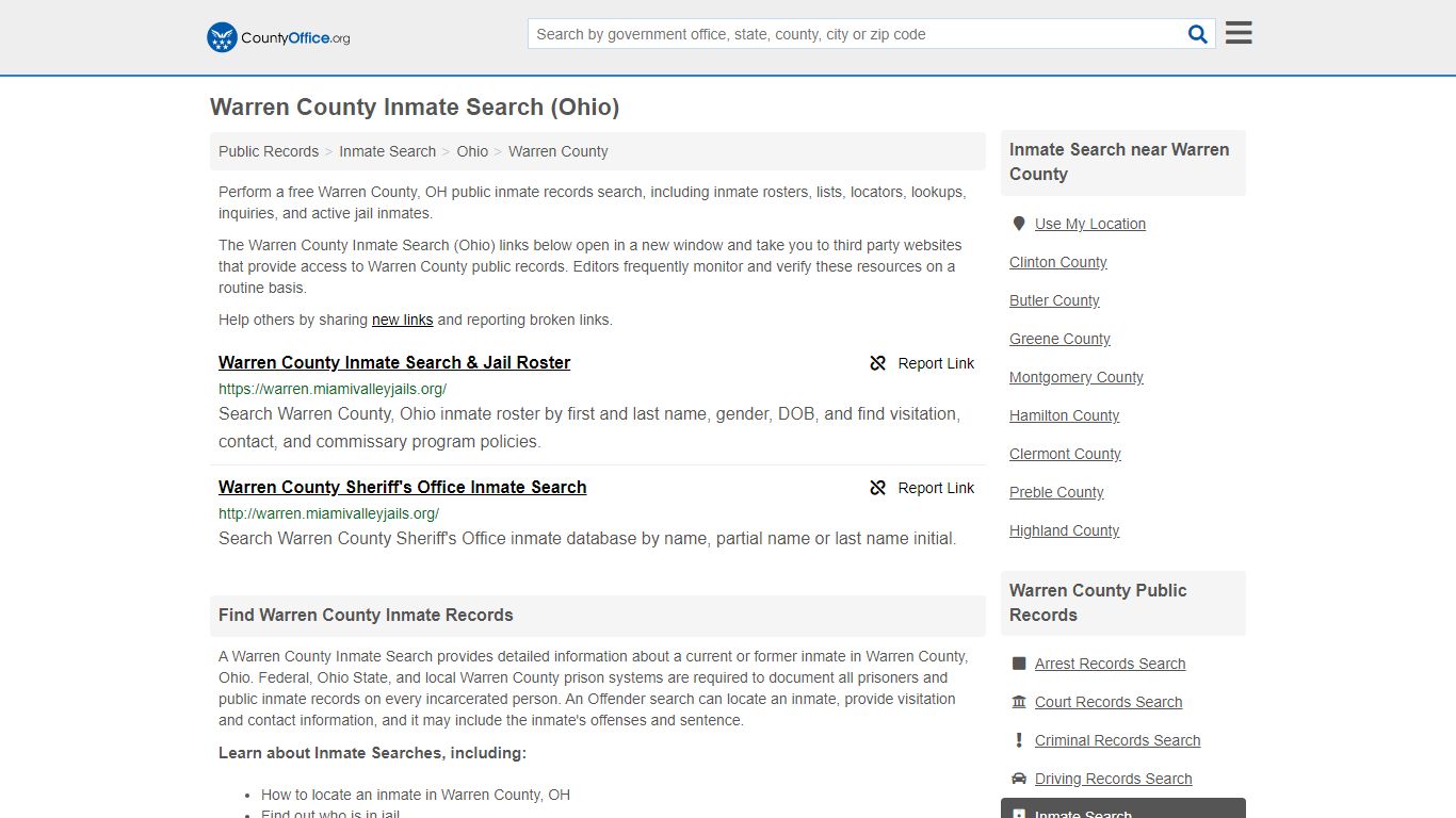 Inmate Search - Warren County, OH (Inmate Rosters & Locators)
